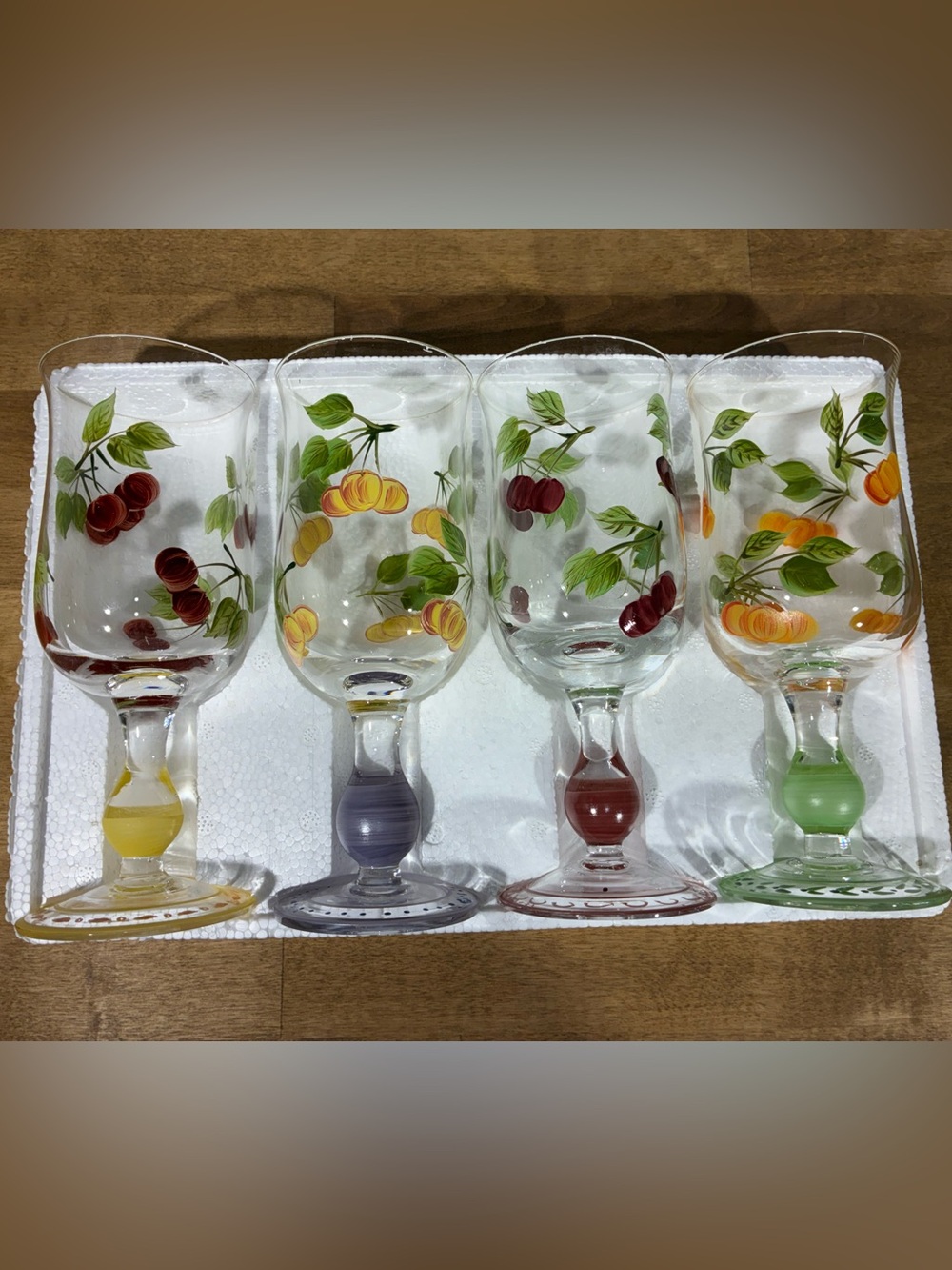 Sakura Cherrylicious Gracey Knight Goblets Set of 4 Hand Painted Boxed